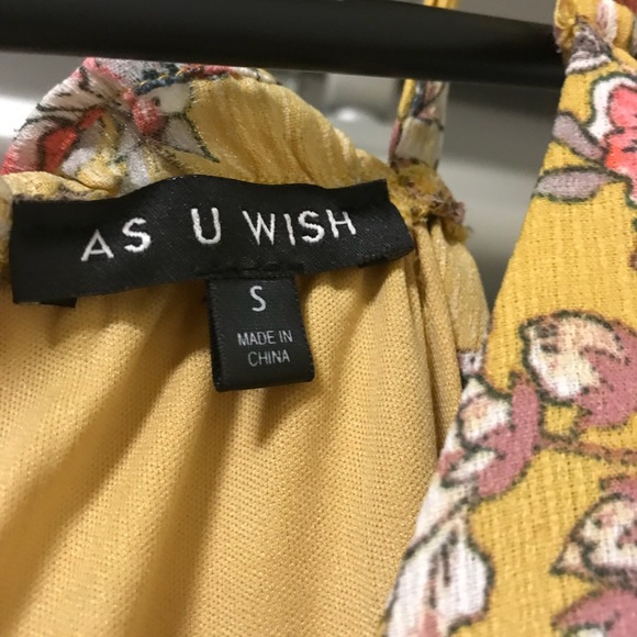 Floral Boho Cold Shoulder Mustard Yellow Romper S - Picture 2 of 3